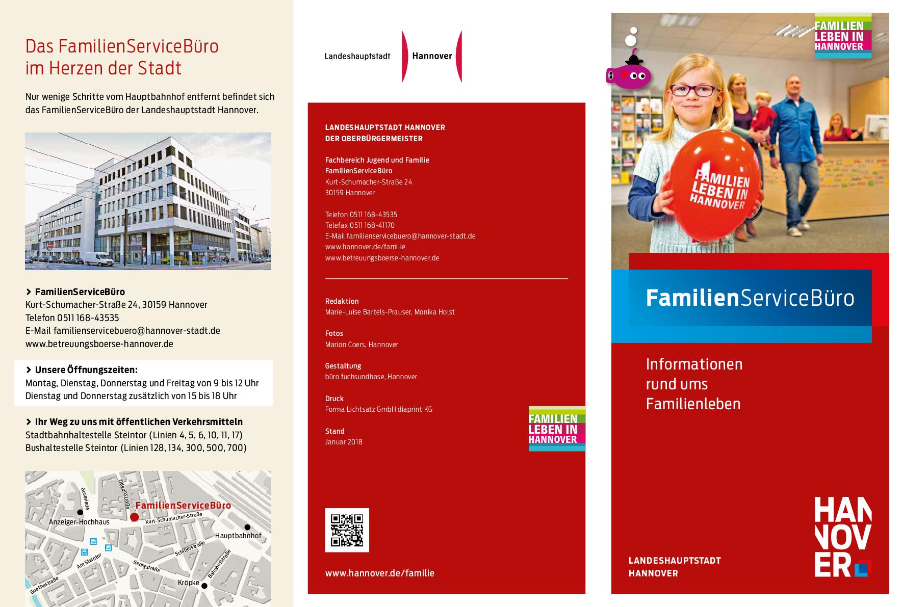 Flyer der Landeshauptstadt Hannover: Familien Service Büro (Außenfalz)