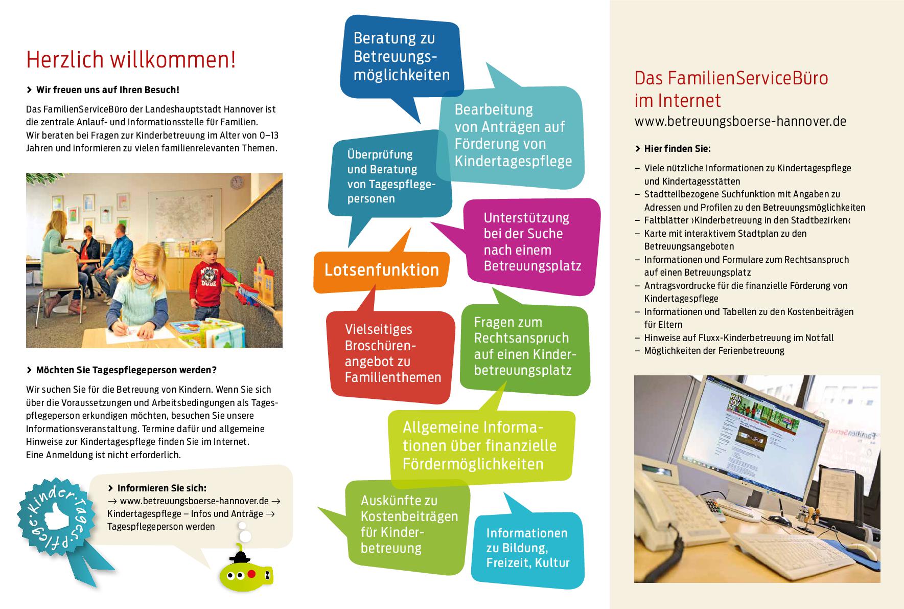 Flyer der Landeshauptstadt Hannover: Familien Service Büro (Innenfalz)